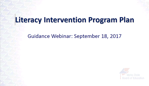 Literacy Intervention Plan Webinar