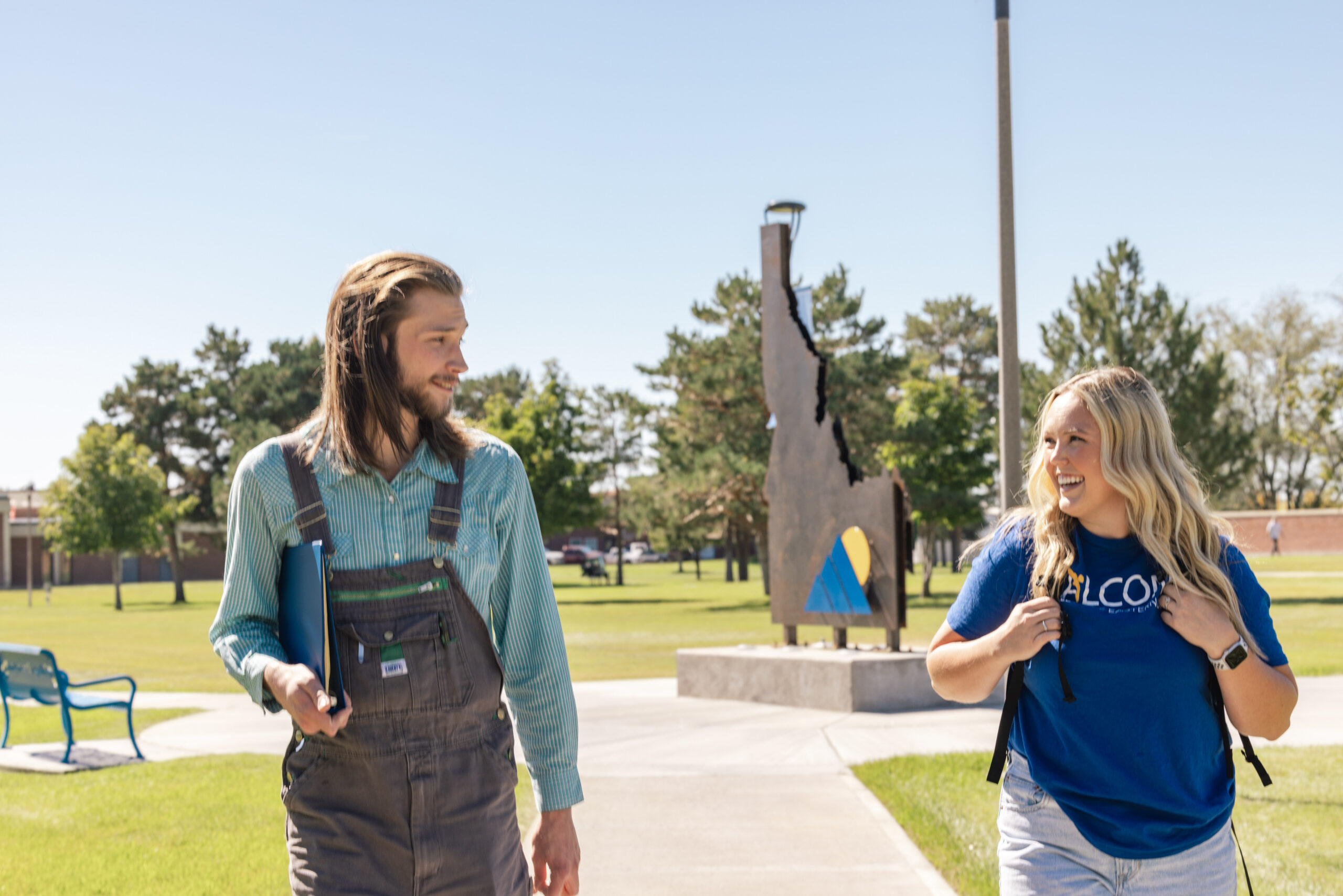 Idaho college students on campus outdoors