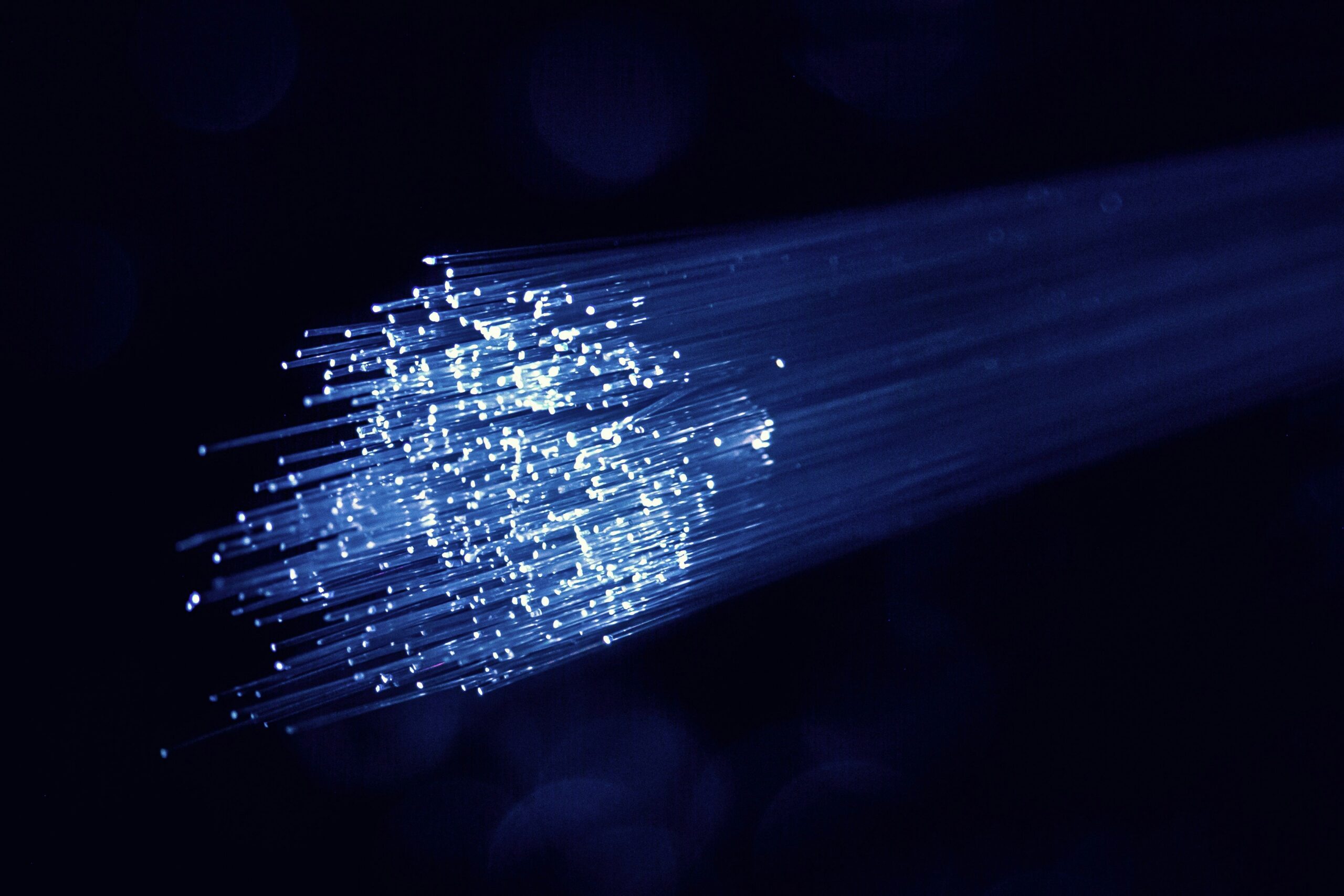 blue fiber optic cables