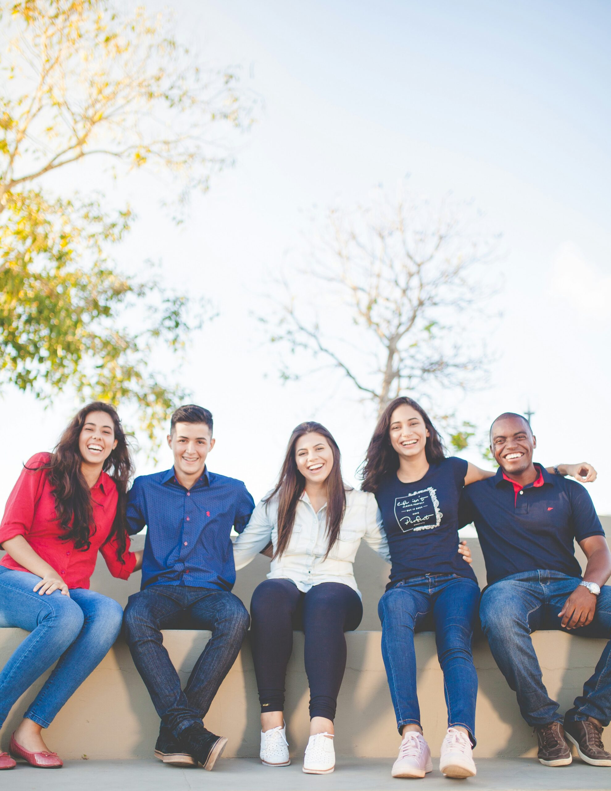 group of five college students