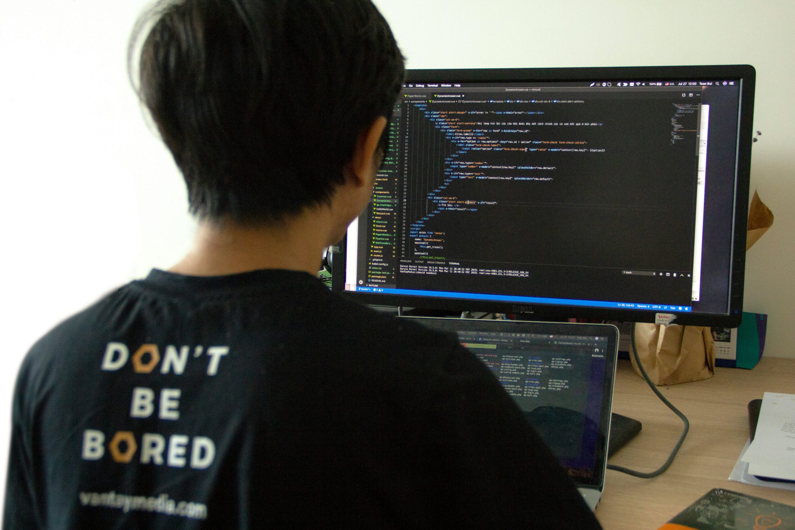 student in a coding class