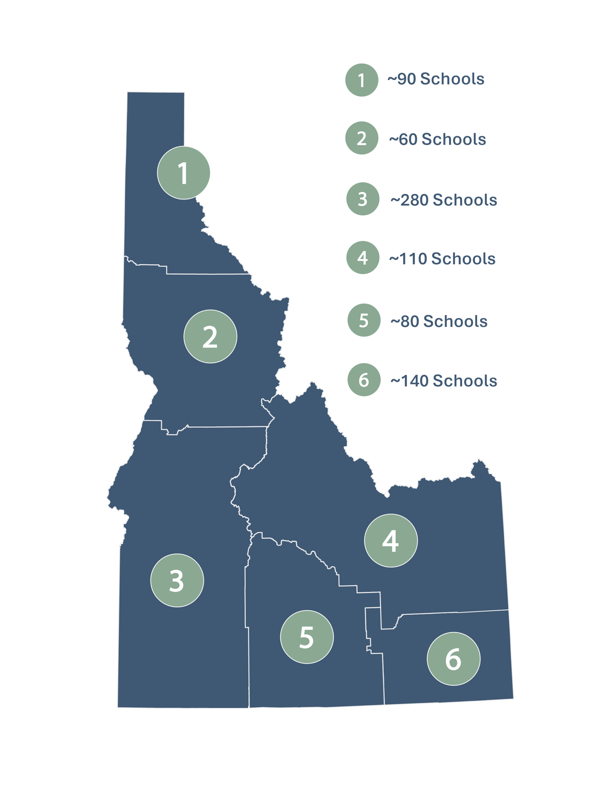 Map showing Idaho State Board of Education member regions